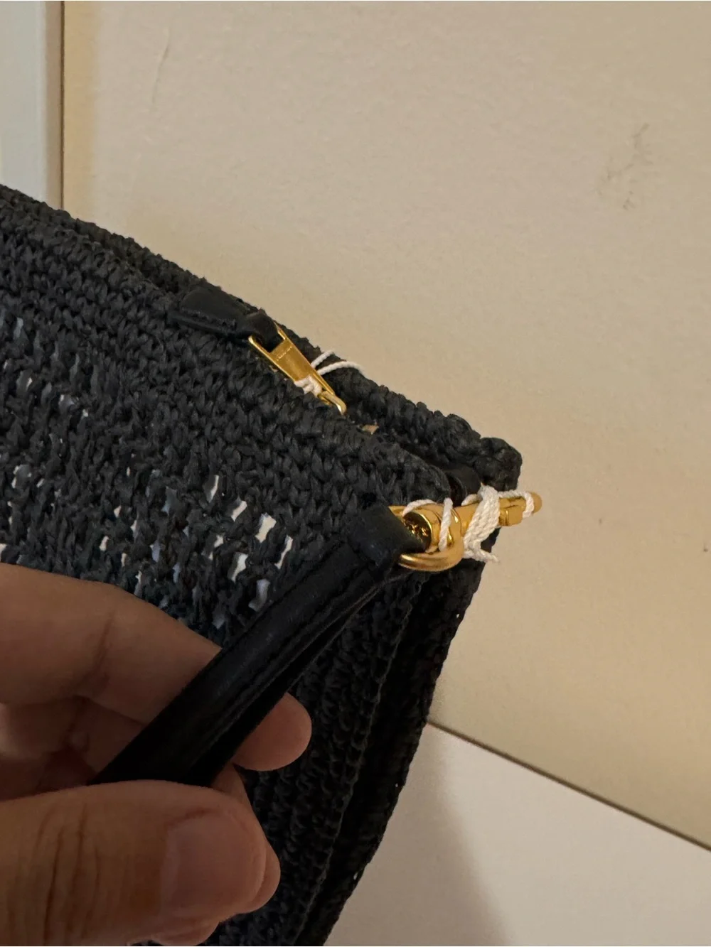 NWT Tory Burch Ella Crocheted Raffia Pouch